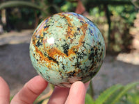 Polished "African Turquoise" Chrysocolla Spheres x 2 From Blue Mine, South Africa
