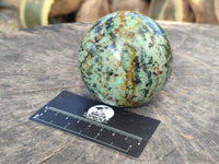 Polished "African Turquoise" Chrysocolla Spheres x 2 From Blue Mine, South Africa