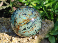 Polished "African Turquoise" Chrysocolla Spheres x 2 From Blue Mine, South Africa