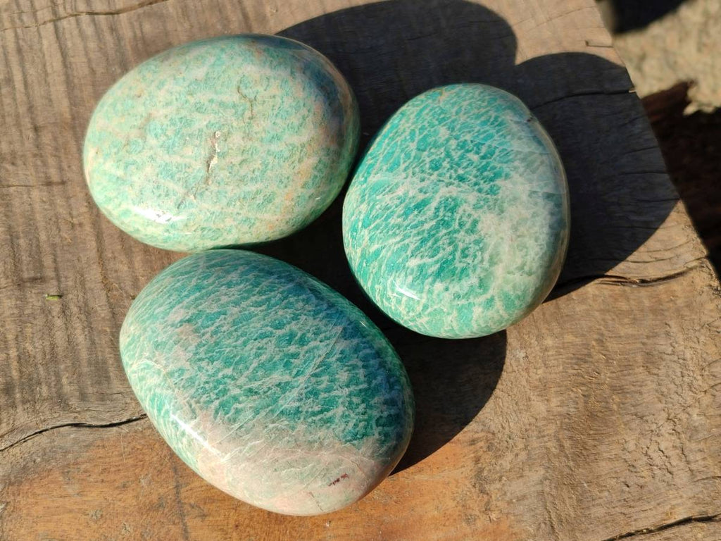 Polished Amazonite Palm Stones x 12 From Madagascar - Toprock Gemstones and Minerals 