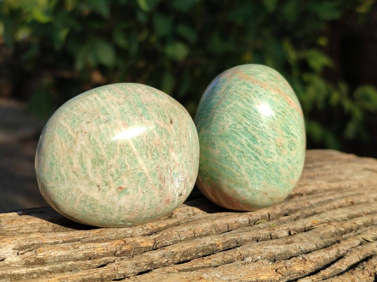 Polished Amazonite Palm Stones x 12 From Madagascar - Toprock Gemstones and Minerals 