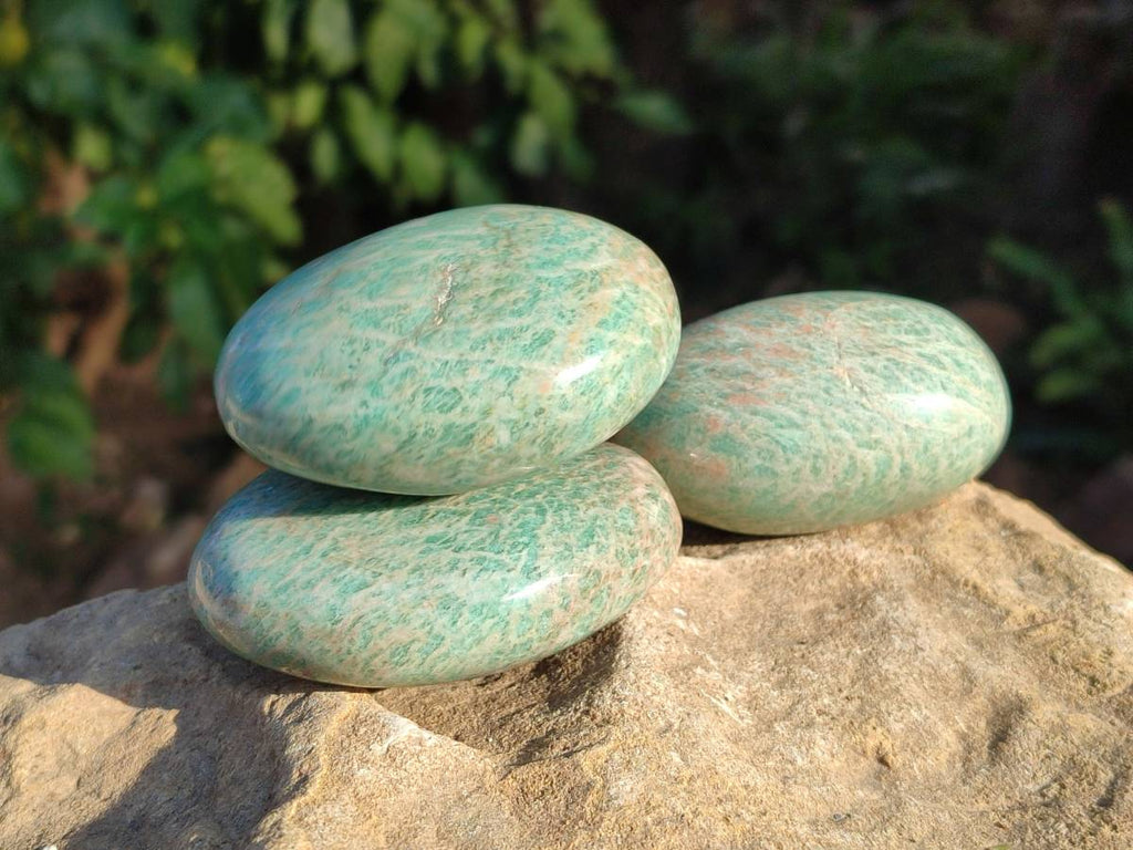 Polished Amazonite Palm Stones x 12 From Madagascar - Toprock Gemstones and Minerals 
