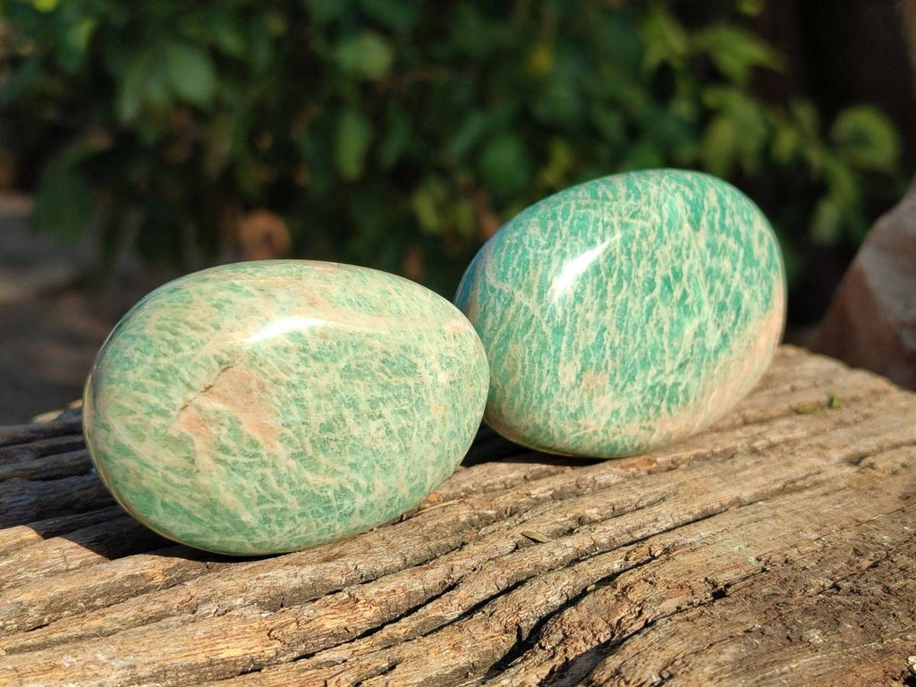 Polished Amazonite Palm Stones x 12 From Madagascar - Toprock Gemstones and Minerals 