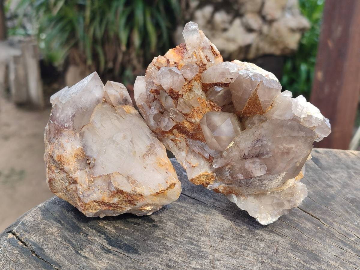Natural Hematoid Quartz Clusters x 4 From Zimbabwe - Toprock Gemstones and Minerals 