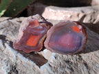 Polished On One Side Red Sashe River Agate Nodules x 12 From Zimbabwe - Toprock Gemstones and Minerals 