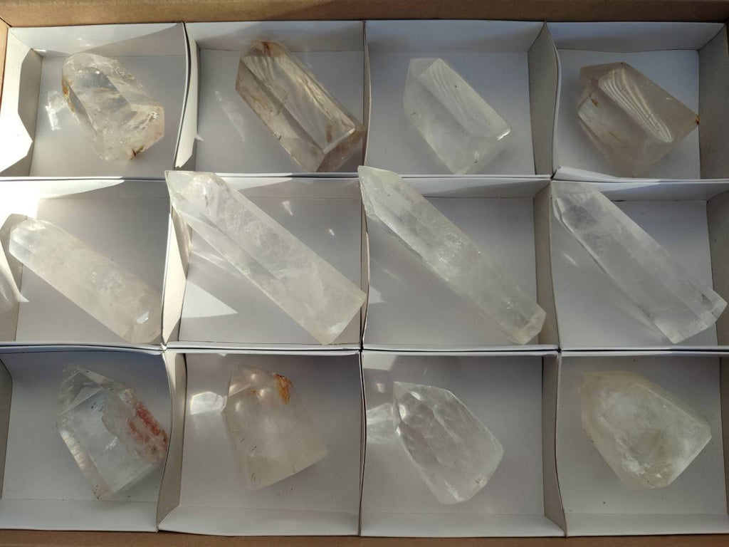 Polished Clear Quartz Crystals x 12 From Madagascar - Toprock Gemstones and Minerals 