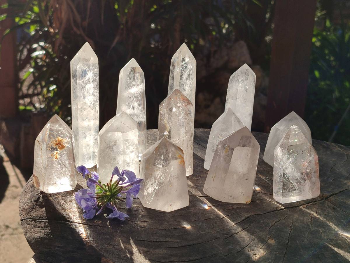 Polished Clear Quartz Crystals x 12 From Madagascar - Toprock Gemstones and Minerals 