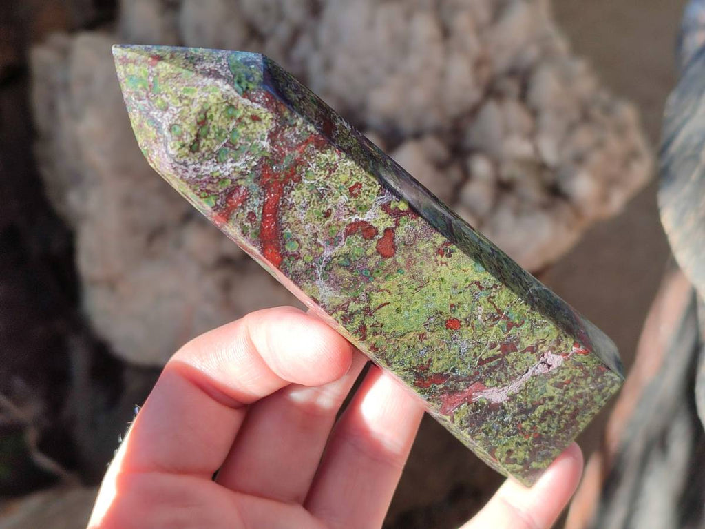 Polished Bastite Dragons Blood Stone Points x 3 From Tshipise, South Africa - Toprock Gemstones and Minerals 