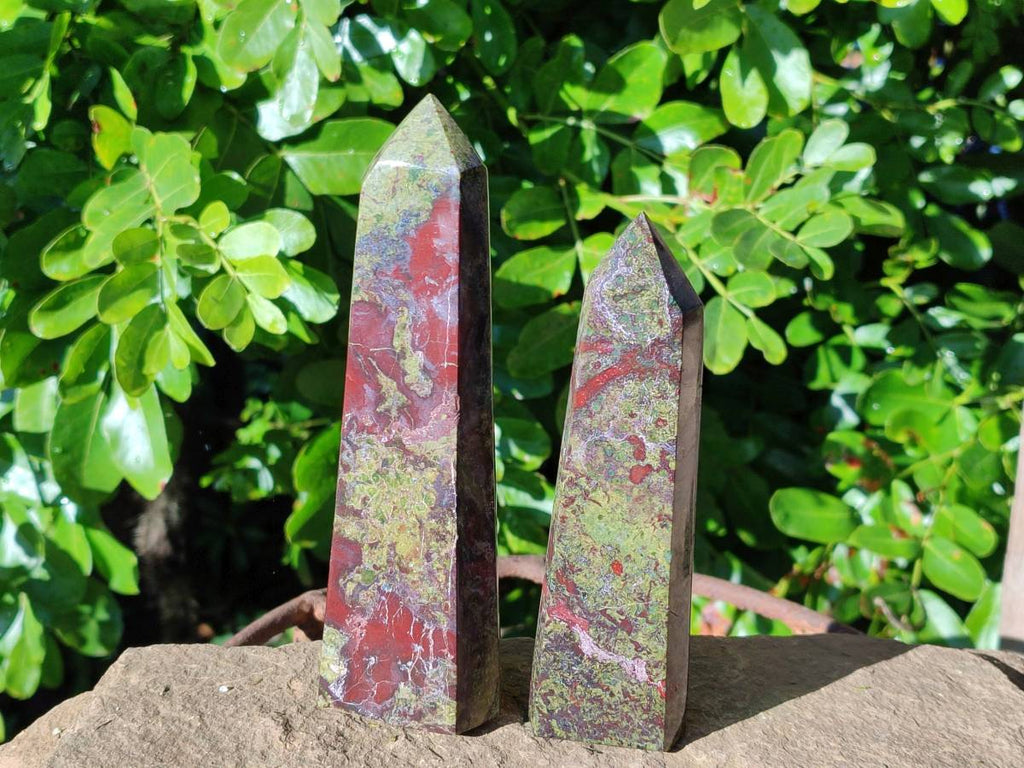 Polished Bastite Dragons Blood Stone Points x 3 From Tshipise, South Africa - Toprock Gemstones and Minerals 