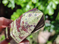 Polished Bastite Dragons Blood Stone Points x 3 From Tshipise, South Africa