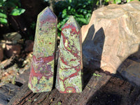 Polished Bastite Dragons Blood Stone Points x 3 From Tshipise, South Africa
