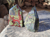 Polished Bastite Dragons Blood Stone Points x 2 From Tshipise, South Africa