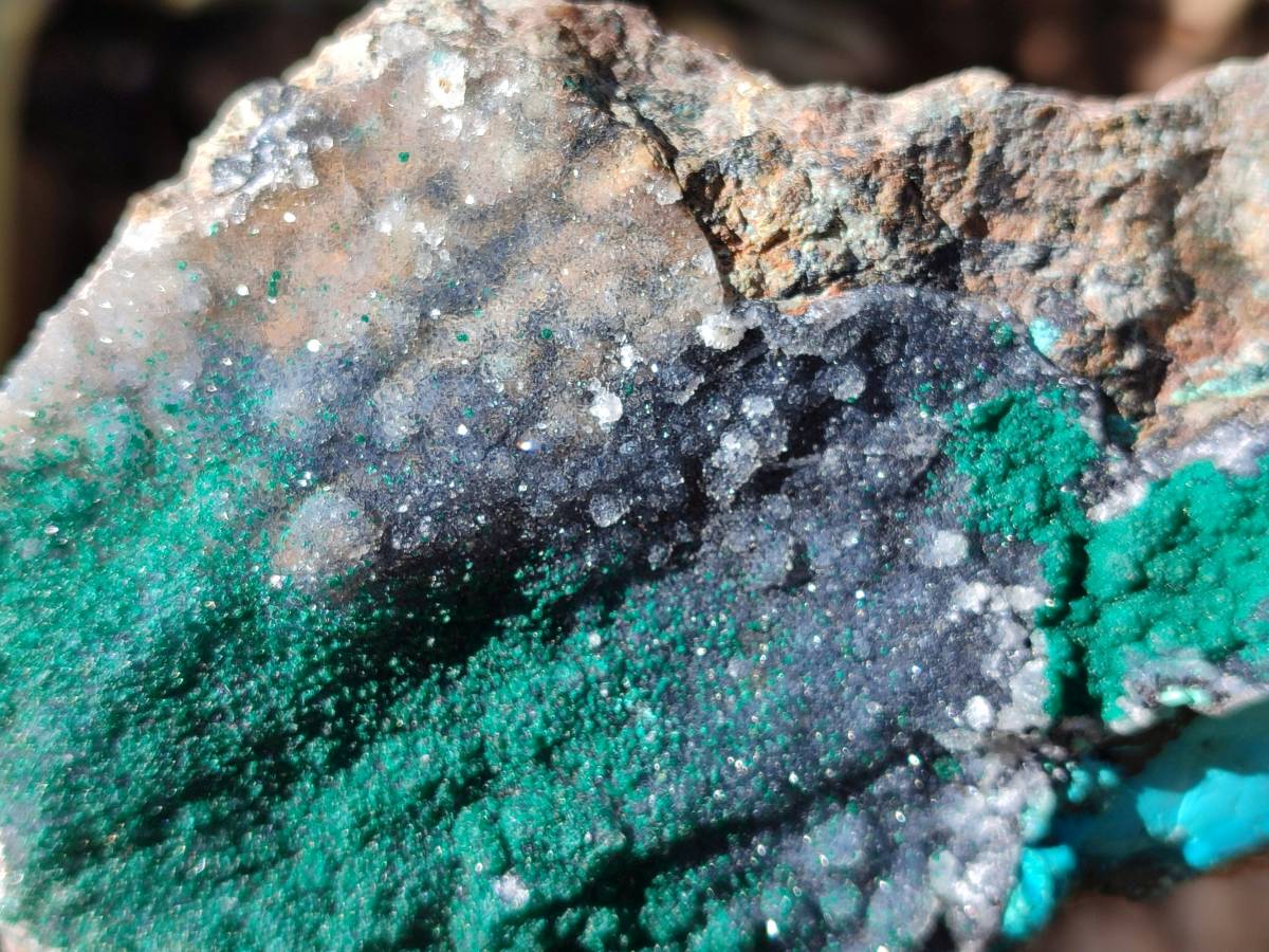 Natural Drusy Coated Malachite with Cobaltion Dolomite and Chrysocolla Specimens x 2 From Congo - Toprock Gemstones and Minerals 