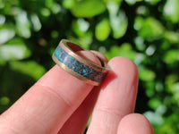 Hand Made 'Antique' Malachite and Chrysocolla Rings with Brass Inlay x 12 From Congo