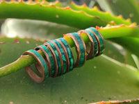 Hand Made 'Antique' Malachite and Chrysocolla Rings with Brass Inlay x 12 From Congo