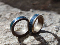 Hand Made 'Antique' Malachite and Chrysocolla Rings with Brass Inlay x 12 From Congo