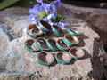 Hand Made 'Antique' Malachite and Chrysocolla Rings with Brass Inlay x 12 From Congo - Toprock Gemstones and Minerals 