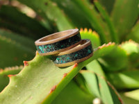 Hand Made 'Antique' Malachite and Chrysocolla Rings with Brass Inlay x 12 From Congo