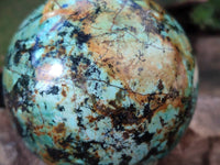 Polished "African Turquoise" Chrysocolla Spheres x 2 From Blue Mine, South Africa
