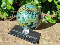 Polished "African Turquoise" Chrysocolla Spheres x 2 From Blue Mine, South Africa