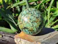 Polished "African Turquoise" Chrysocolla Spheres x 2 From Blue Mine, South Africa