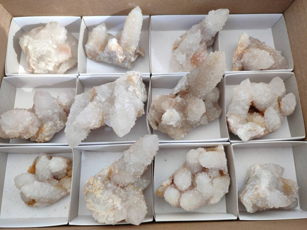 Natural White Spirit Quartz Clusters x 12 From Boekenhouthoek, South Africa - Toprock Gemstones and Minerals 