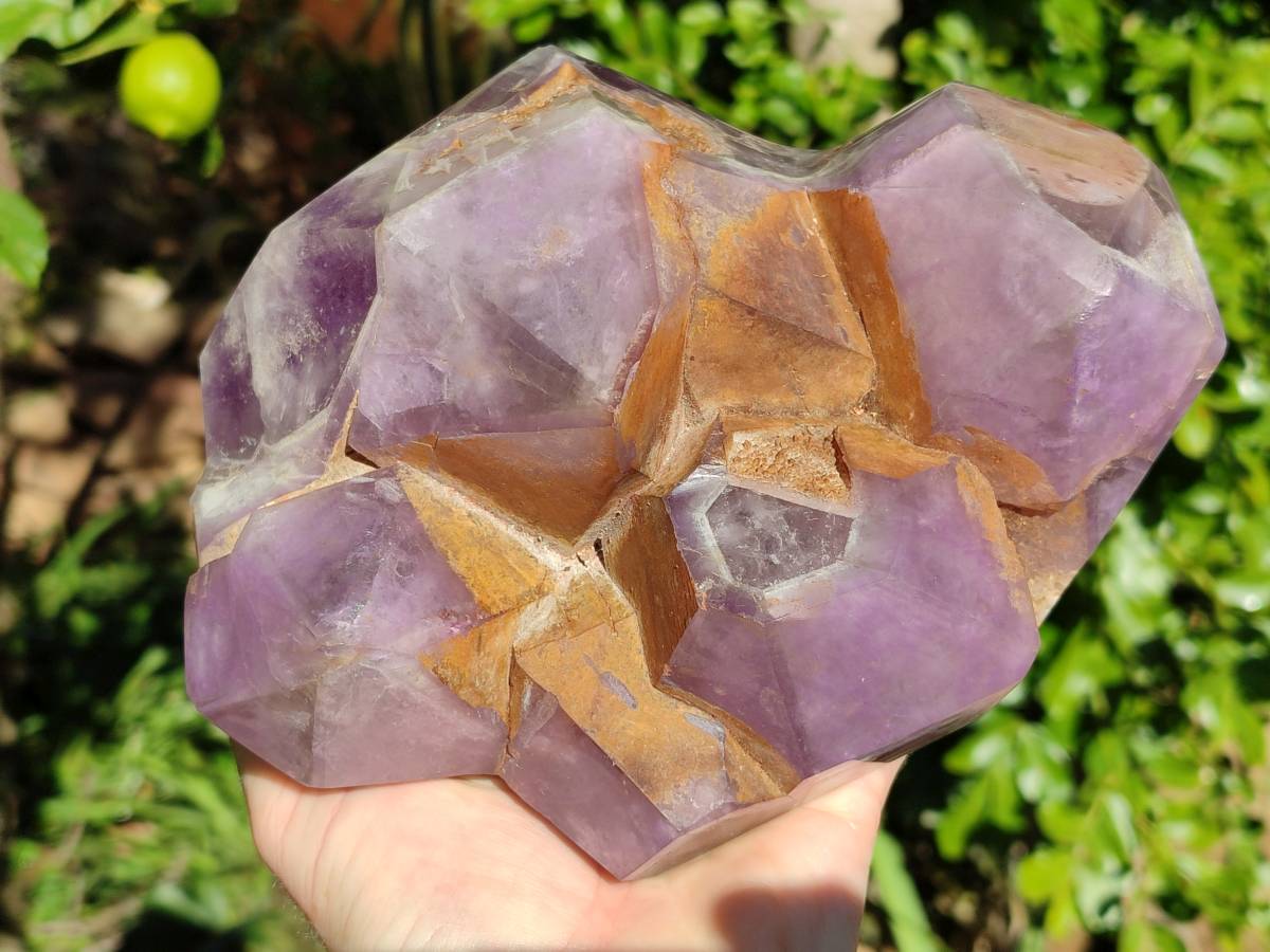 Polished Chevron Amethyst Phantom Crystal Cluster x 1 from Ankazobe, Madagascar - Toprock Gemstones and Minerals 