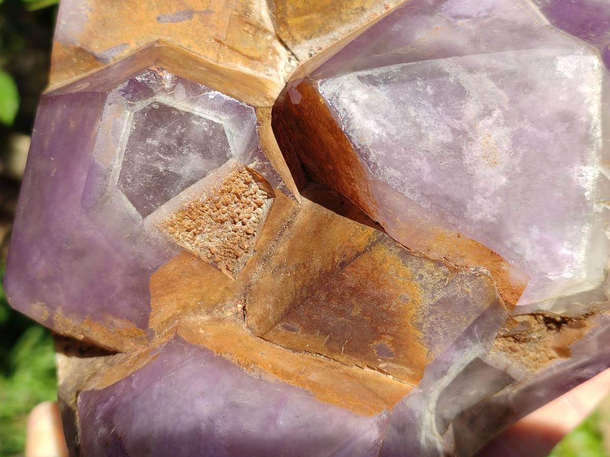 Polished Chevron Amethyst Phantom Crystal Cluster x 1 from Ankazobe, Madagascar - Toprock Gemstones and Minerals 