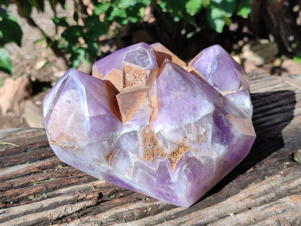 Polished Chevron Amethyst Phantom Crystal Cluster x 1 from Ankazobe, Madagascar