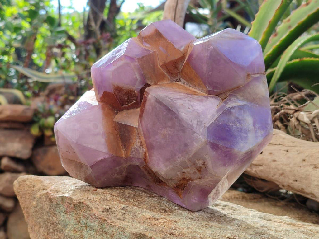 Polished Chevron Amethyst Phantom Crystal Cluster x 1 from Ankazobe, Madagascar - Toprock Gemstones and Minerals 