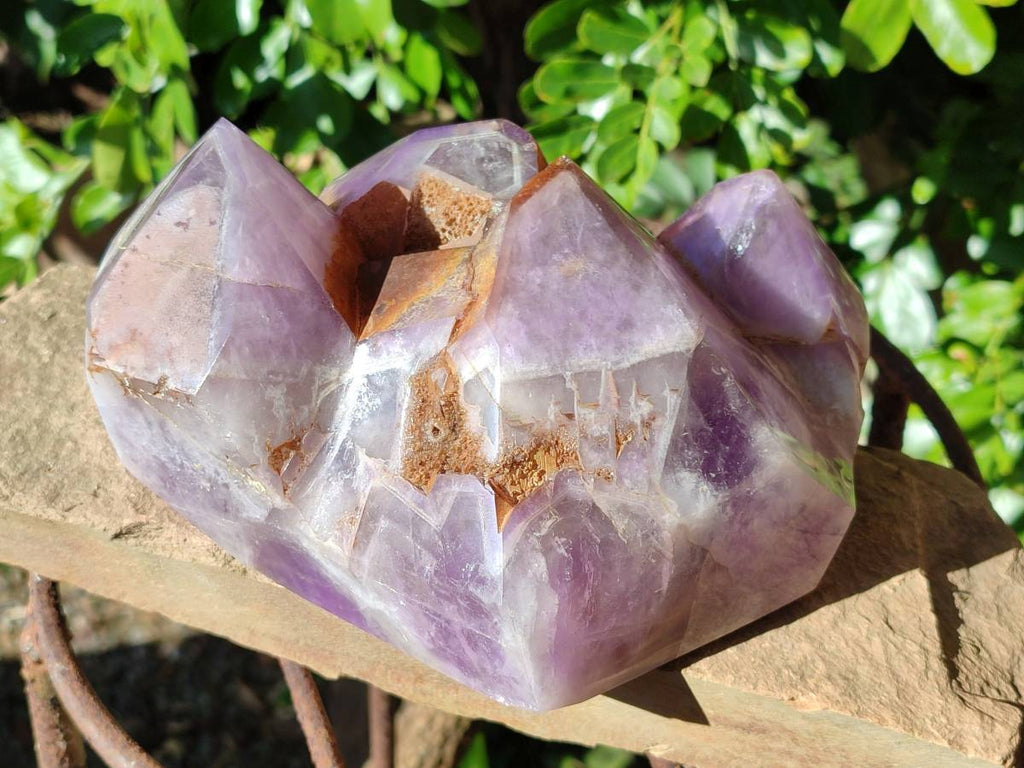 Polished Chevron Amethyst Phantom Crystal Cluster x 1 from Ankazobe, Madagascar - Toprock Gemstones and Minerals 
