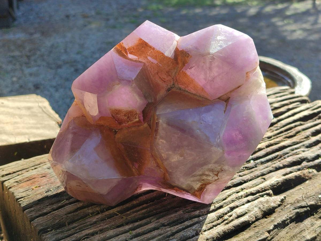 Polished Chevron Amethyst Phantom Crystal Cluster x 1 from Ankazobe, Madagascar - Toprock Gemstones and Minerals 