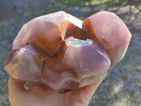 Polished Chevron Amethyst Phantom Crystal Cluster x 1 from Ankazobe, Madagascar