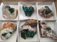 Natural Ball Malachite and Drusi Quartz On Dolomite Matrix Specimens x 6 From Kambove, Congo