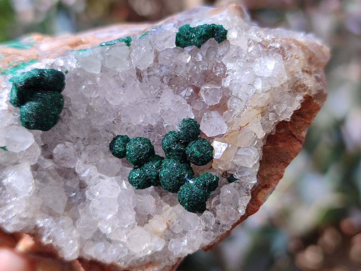 Natural Ball Malachite and Drusi Quartz On Dolomite Matrix Specimens x 6 From Kambove, Congo - Toprock Gemstones and Minerals 