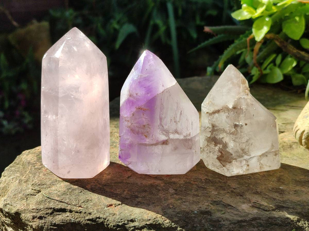 Polished Mixed Quartz Crystals x 6 From Madagascar - Toprock Gemstones and Minerals 