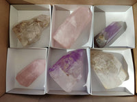 Polished Mixed Quartz Crystals x 6 From Madagascar