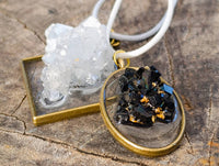Hand Made Specially Selected Mixed Crystal Pendants - Set in Resin x 6 From Southern Africa
