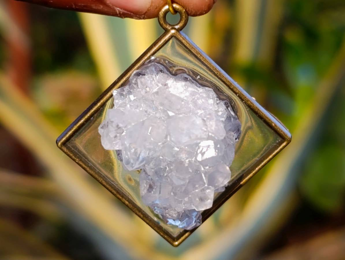 Hand Made Specially Selected Mixed Crystal Pendants - Set in Resin x 6 From Southern Africa - Toprock Gemstones and Minerals 