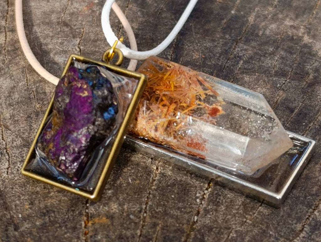 Hand Made Specially Selected Mixed Crystal Pendants - Set in Resin x 6 From Southern Africa - Toprock Gemstones and Minerals 