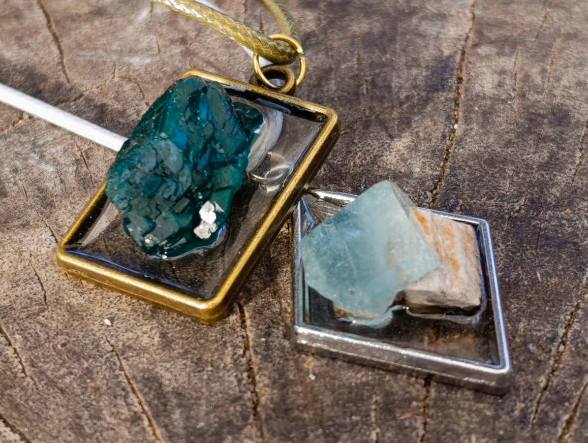 Hand Made Specially Selected Mixed Crystal Pendants - Set in Resin x 6 From Southern Africa - Toprock Gemstones and Minerals 