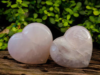 Polished Rose Quartz Gemstone Hearts x 2 Ambatondrazaka, Madagascar