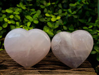 Polished Rose Quartz Gemstone Hearts x 2 Ambatondrazaka, Madagascar