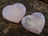 Polished Rose Quartz Gemstone Hearts x 2 Ambatondrazaka, Madagascar