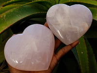 Polished Rose Quartz Gemstone Hearts x 2 Ambatondrazaka, Madagascar