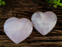 Polished Rose Quartz Gemstone Hearts x 2 Ambatondrazaka, Madagascar