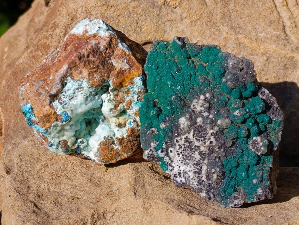 Natural Drusy Coated Chrysocolla with Malachite x 12 From Lupoto Mine, Congo - Toprock Gemstones and Minerals 