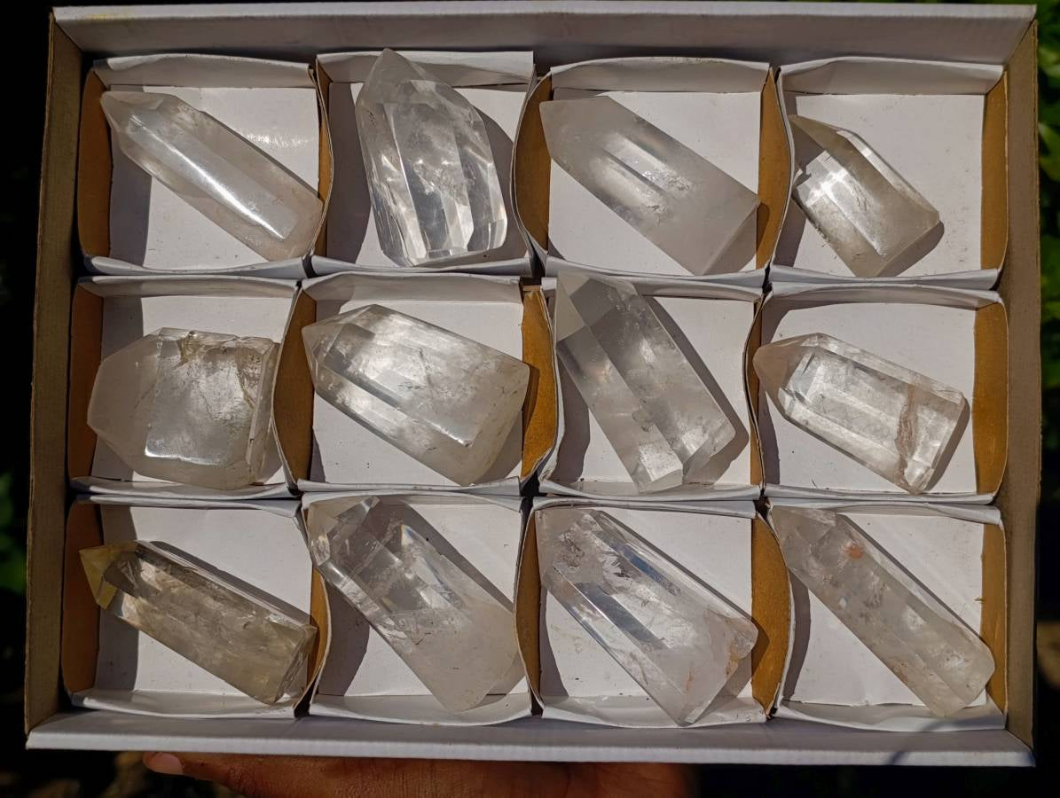 Polished Clear Quartz Crystals x 12 From Madagascar - Toprock Gemstones and Minerals 