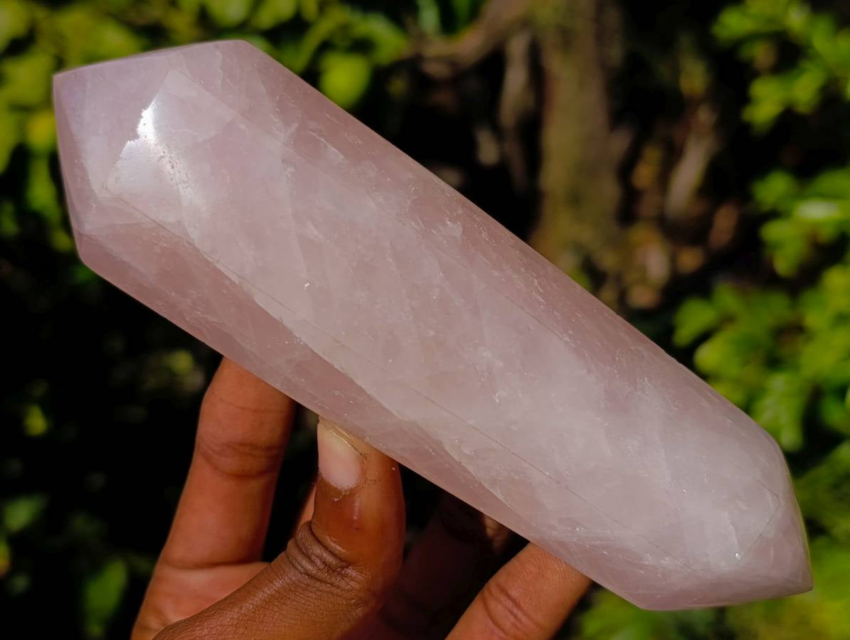 Polished Double Terminated Rose Quartz Points x 4 Madagascar - Toprock Gemstones and Minerals 