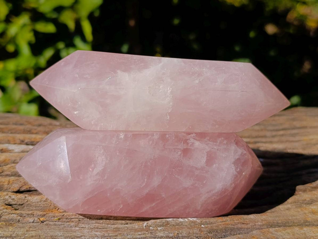 Polished Double Terminated Rose Quartz Points x 4 Madagascar - Toprock Gemstones and Minerals 